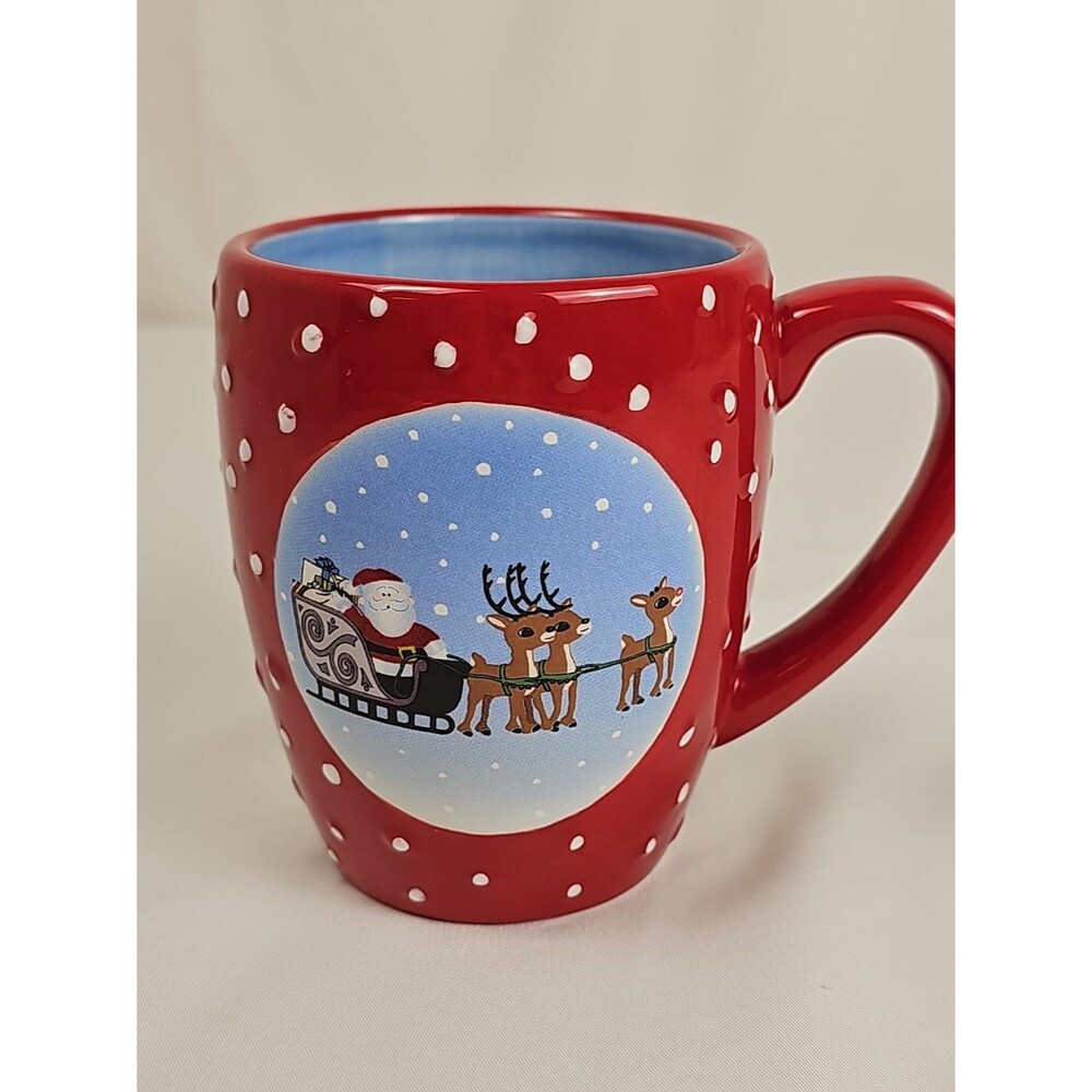 Rudolph Red-Nosed Reindeer Santa Sleigh Christmas Mug Dept 56 Ceramic